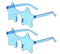 SECALIFE 2 Stück Sternform-Sonnenbrille, mehrfarbig, randlos, sternförmig, modisch, übergroß, modisch, für Damen, Violett, blau, Einheitsgröße