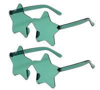 SECALIFE 2 Stück Sternform-Sonnenbrille, mehrfarbig, randlos, sternförmig, modisch, übergroß, modisch, für Damen, Violett, grün, Einheitsgröße