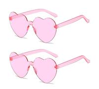 SECALIFE 2-teilige bunte rahmenlose herzförmige Modebrille für Frauen, rosa