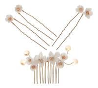 SECFOU Elegante Haarnadel Blumennadel U Förmig aus Legierung und Keramik 4 Stück als Haarschmuck mit Zartem Design für Hochzeit und Cosplay