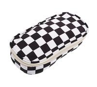 SECFOU Klassisches Schwarz-weiß Schachbrett Federmäppchen Mit Großem Fassungsvermögen Robustem Reißverschluss Und Kompakter Organisiert Stifte Für Studenten Lehrer Und Bürobedarf