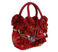 SECFOU Modische Damenhandtasche mit Reißverschluss Lässige Tragetasche aus Canvas Abnehmbare Einkaufstasche in Weinrot für Mütter und Alltag