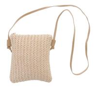 SECFOU Modische Strohgewebte Schultertasche für Damen mit Reißverschluss Pu Material Natürliche Sommerliche Korbtasche zum Reisen und Ausgehen mit Freunden