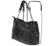 SECFOU Schwarze Kettentasche aus PU mit Nietenkette für Damen | Handliche Umhängetasche, Schlichtes Design für Alltag und Outdoor, für Mädchen, Praktische Aufbewahrung