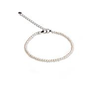 Secret & You Damen-Armband aus Süßwasser-Zuchtperlen, weiß, halbrund, 17,5 cm + 5 cm lang, Perle