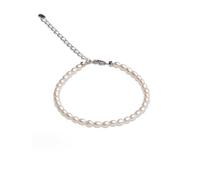 Secret & You Damen-Armband aus Süßwasser-Zuchtperlen, weiß, oval, 17,5 cm + 5 cm lang, 17,5 cm, Perle