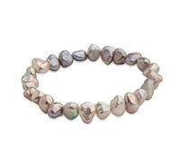 Secret & You Perlenarmband Keshi Natürliche Süßwasser Barocca-Zuchtperlen Damenarmband Naturfarben - 18 cm elastisches Armband.