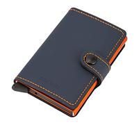 Secrid Miniwallet Kartenetui Nightblue & Orange aus Leder für 4 Karten mit oder 6 Karten ohne Prägung, Maße: 10,2 x 6,5 x 2,1 cm, MM-Nightblue & Orange