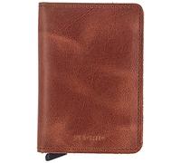 Secrid Slim Wallet Vintage Cognac Silver Kartenetui aus Leder, Farbe: Braun, für 4 Karten mit oder 6 Karten ohne Prägung, Maße: 10,2 x 6,8 x 1,6 cm, SV-Cognac-Silver