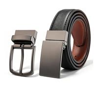 Secroma 2-in-1 Gürtel Kinder Jungen - PU-Leder Gürtel Ratsche mit 2 Ajustable Metallschnalle von 6-14 Jahren