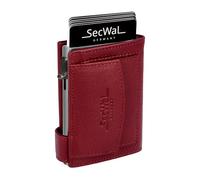 SecWal Kartenetui mit Münzfach Druckknopf inkl. Geschenkbox - Made in Germany - Echtleder Mini Geldbörse inkl. E-Book für Damen und Herren - RFID Schutz Geldbeutel klein (Rot)