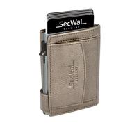 SecWal Kartenetui mit Münzfach Druckknopf inkl. Geschenkbox - Made in Germany - Echtleder Mini Geldbörse inkl. E-Book für Damen und Herren - RFID Schutz Geldbeutel klein (Metallic Grau)
