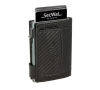 SecWal Kartenetui mit Münzfach Druckknopf inkl. Geschenkbox - Made in Germany - Echtleder Mini Geldbörse inkl. E-Book für Damen und Herren - RFID Schutz Geldbeutel klein (Carbon Schwarz)