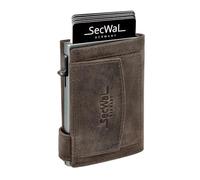 SecWal Kartenetui mit Münzfach Druckknopf inkl. Geschenkbox - Made in Germany - Echtleder Mini Geldbörse inkl. E-Book für Damen und Herren - RFID Schutz Geldbeutel klein (Hunter Grau)