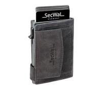 SecWal Kartenetui mit Münzfach Druckknopf inkl. Geschenkbox - Made in Germany - Echtleder Mini Geldbörse inkl. E-Book für Damen und Herren - RFID Schutz Geldbeutel klein (Hunter Blau)
