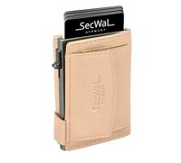 SecWal Kartenetui mit Münzfach Druckknopf inkl. Geschenkbox - Made in Germany - Echtleder Mini Geldbörse inkl. E-Book für Damen und Herren - RFID Schutz Geldbeutel klein (Metallic Rosé)