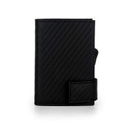 SecWal Kartenetui mit Münzfach Druckknopf (Schwarz Carbon)
