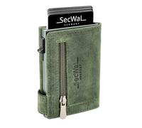 SecWal Kartenetui mit Münzfach Reißverschluss - Made in Germany - Echtleder Geldbörse inkl. E-Book für Damen und Herren - RFID Schutz Portemonnaie Leder - Geldbeutel klein (Hunter Grün)