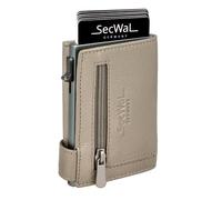 SecWal Kartenetui mit Münzfach Reißverschluss - Made in Germany - Echtleder Geldbörse inkl. E-Book für Damen und Herren - RFID Schutz Portemonnaie Leder - Geldbeutel klein (Metallic Grau)
