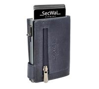SecWal Kartenetui mit Münzfach Reißverschluss - Made in Germany - Echtleder Geldbörse inkl. E-Book für Damen und Herren - RFID Schutz Portemonnaie Leder - Geldbeutel klein (Vintage Blau)
