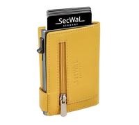 SecWal Kartenetui mit Münzfach Reißverschluss - Made in Germany - Echtleder Geldbörse inkl. E-Book für Damen und Herren - RFID Schutz Portemonnaie Leder - Geldbeutel klein (Gelb)