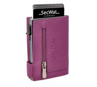 SecWal Kartenetui mit Münzfach Reißverschluss - Made in Germany - Echtleder Geldbörse inkl. E-Book für Damen und Herren - RFID Schutz Portemonnaie Leder - Geldbeutel klein (Pink)