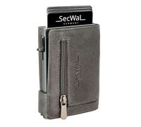 SecWal Kartenetui mit Münzfach Reißverschluss - Made in Germany - Echtleder Geldbörse inkl. E-Book für Damen und Herren - RFID Schutz Portemonnaie Leder - Geldbeutel klein (Vintage Grau)