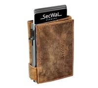 SecWal Kartenetui mit XXL Münzfach Druckknopf inkl. Geschenkbox - Made in Germany - Geldbörse inkl. Ebook für Damen und Herren - RFID Schutz Geldbeutel mit Wiener Schachtel (Hunter Braun)