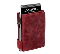 SecWal Kartenetui mit XXL Münzfach Druckknopf inkl. Geschenkbox - Made in Germany - Geldbörse inkl. Ebook für Damen und Herren - RFID Schutz Geldbeutel mit Wiener Schachtel (Hunter Rot)