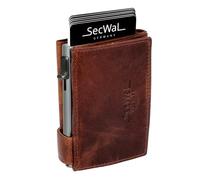 SecWal Kartenetui mit XXL Münzfach Druckknopf inkl. Geschenkbox - Made in Germany - Geldbörse inkl. Ebook für Damen und Herren - RFID Schutz Geldbeutel mit Wiener Schachtel (Bull Braun)