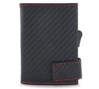 SecWal RFID Leder Kartenetui mit Münzfach Geldbörse Portemonnaie Geldbeutel SW1, Farbe:Carbon Schwarz/Rot