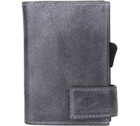 SecWal Kartenetui vintage grau mit Münzfach Druckknopf Geldbörse Leder