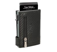 secwal - Secwal1 Kartenetui Geldbeutel Münzfach RV mit RFID-Schutz echt Leder Carbon Schwarz Schwarz