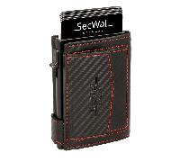 secwal - Secwal2 Carbon Kartenetui Geldbeutel RFID Leder schwarz-rot Schwarz