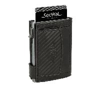 secwal - Secwal2 Kartenetui Geldbeutel Münzfach DK mit RFID-Schutz echt Leder Carbon Schwarz Schwarz