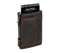 secwal - Secwal2 Kartenetui Geldbeutel RFID echt Leder schwarz rot Schwarz