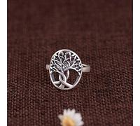 SEDF Einstellbare Ring Frauen,S925 Sterlingsilber Retro Distressed Hollow Ellipse Baum des Lebens Verstellbarer Offener Knöchel Schwanz Ring Finger Joint Zehenring Schmuck Für Frauen Mädchen Geschenk