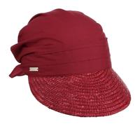 Seeberger Ansali Strohvisor Damen - Bandanacap Tuch Bandanatuch mit Schirm, Schirm Sommer Frühling-Sommer - One Size dunkelrot