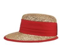 Seeberger Beach Summer Strohcap Damen - Strandcap Sonnencap Damencap Hinten geschlossen, mit Schirm, Ripsband, Einfass Frühling-Sommer Sommer - One Size rot