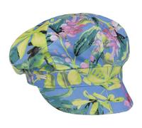 Seeberger Colour Flowers Ballonmütze Schirmmütze Schildmütze Baumwollcap Baker-Boy-Mütze Newsboy Cap Damen - mit Schirm, Futter Sommer Frühling-Sommer - One Size blau