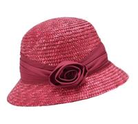 Seeberger Damen Sonnenhut Damenstrohhut eleganter Strohhut-Glocke mit Blume & UV-Schutz 80 Lila