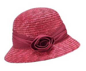 Seeberger Damen Sonnenhut Damenstrohhut eleganter Strohhut-Glocke mit Blume & UV-Schutz 80 Lila