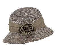 Seeberger Damen Sonnenhut Damenstrohhut eleganter Strohhut-Glocke mit Blume & UV-Schutz 80 Oliv