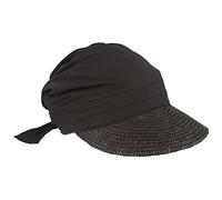 Seeberger Damen Strohcap aus Strohbortenschild mit UV-Schutz 50+ Schwarz, onesize