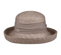 Seeberger Dilara Uni Strohhut Sonnenhut Sommerhut Damenhut Aufschlaghut Gartenhut Strandhut Damen - mit Einfass Frühling-Sommer Sommer - One Size grau
