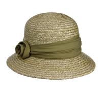 Seeberger Kassida Stroh Sommerhut Damen - Damenhut Blütendekoration Sonnenhut mit Ripsband Frühling-Sommer Sommer - One Size helloliv