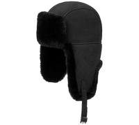 Seeberger Lambswool Fliegermütze Lapeer Pilotenmütze Damen - mit Ohrenklappen, Lederband Herbst-Winter Winter - L (58-59 cm) schwarz