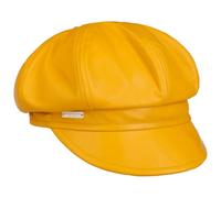 Seeberger Leder Ballonmütze Schildmütze Baker-Boy-Mütze Damencap Ledercap Damen - mit Schirm, Futter Herbst Sommer Frühjahr Winter Frühling-Sommer Herbst-Winter - M (56-57 cm) gelb