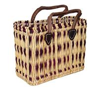 Seegras Tasche Korb Einkaufstasche Einkaufskorb Flechtkorb Korbtasche Palmgras kurzer Griff klein Color Lila I Abmessungen: 30x13x22 cm