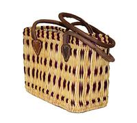 Seegras Tasche Korb Einkaufstasche Einkaufskorb Flechtkorb Korbtasche Palmgras langer Griff klein Color Lila